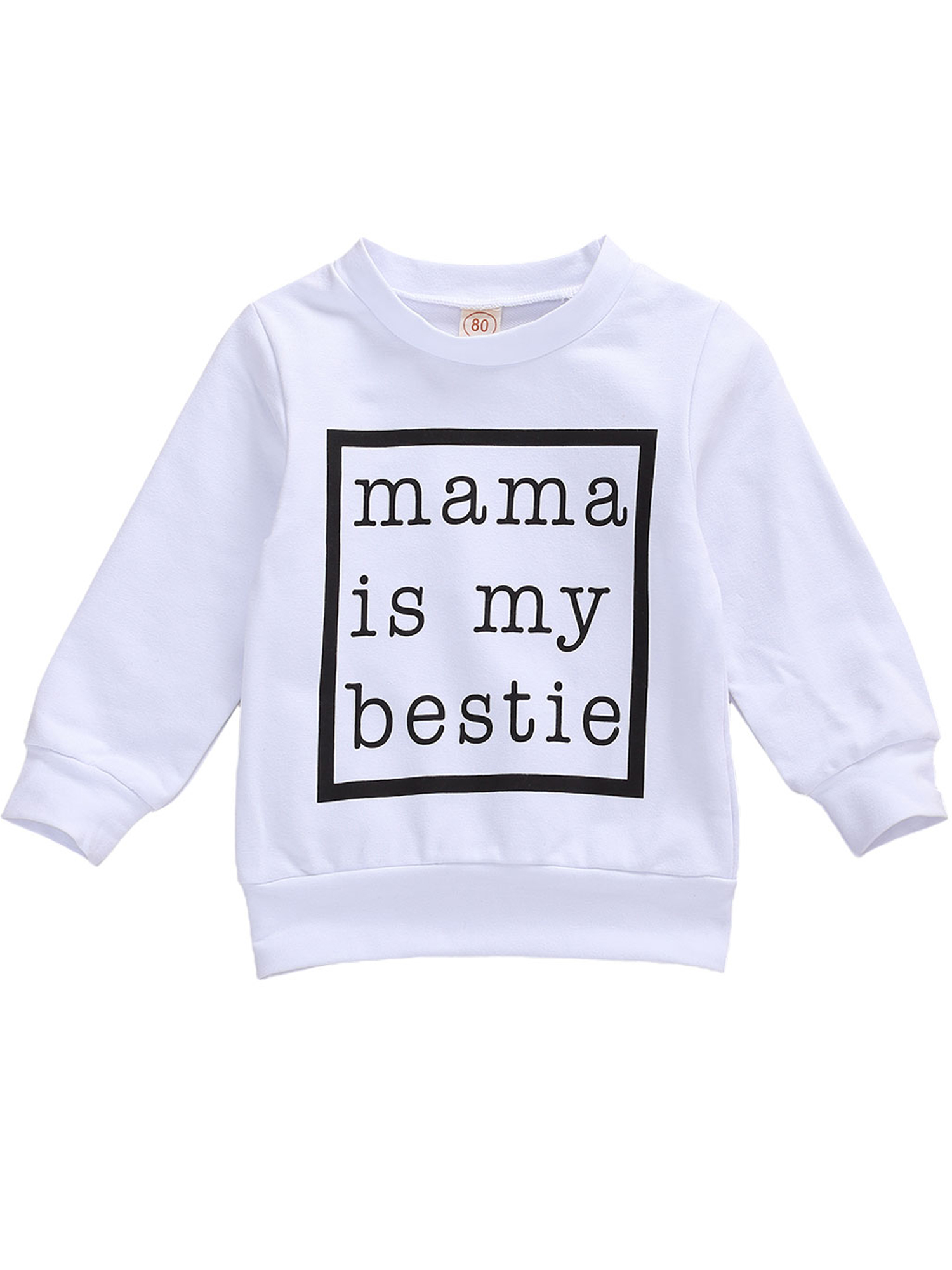 Mamas Bestie Print Baby Infant Toddle Sweatshirt Warm Crewneck Sleeve Shirts Pullover Tops Fall Winter Clothes